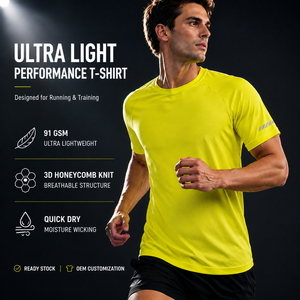 Ready to Ship 3D Honeycomb Quick Dry Tech Performance <strong>T</strong>-<strong>shirt</strong> Men Ultra-Light 7A Antibacterial Moisture Wicking Gym Running Tee - Product Image 1