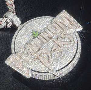 Luxury Iced Out Moissanite Round <b>Letter</b> Pendant Hip Hop Diamond Custom Medallion <b>Necklace</b> Premium Jewelry - Product Image 2