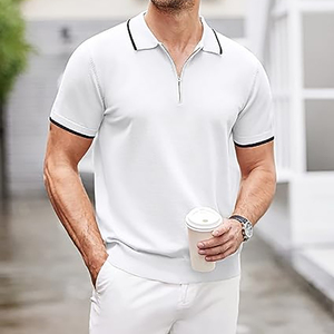 Polo de alta calidad para hombre, camiseta ajustada frontal con cremallera 1/4, ropa deportiva de Golf, Polo de Golf, camisa de tela de algodón 100%, diseño personalizado - Product Image 2