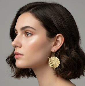 Handcrafted Hammered Brass <b>Earrings</b> | Modern Geometric Dangle <b>Earrings</b> | Boho Minimalist Brass Jewelry for Women - Product Image 2