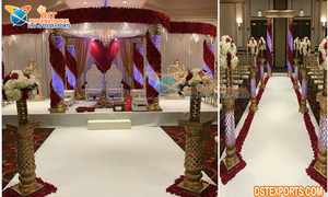 สถานที่จัดงานแต่งงานโบราณ FRP คริสตัล Mandap ที่น่าตื่นตาตื่นใจทองเสาคริสตัลแต่งงาน Mandap ใต้อินเดียแต่งงาน Mandaps - Product Image 5