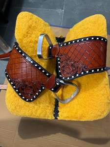 Top selling Western <b>Tooling</b> Saddle in genuine leather floral design Barrel Saddle with Suede Seat wholesale - Product Image 6