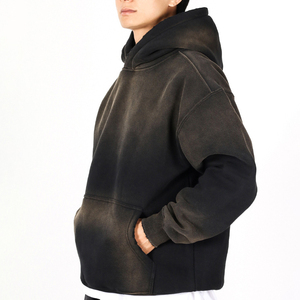 เสื้อฮู้ดโอเวอร์ไซส์สุดหรูสำหรับผู้ชายและผู้หญิงผ้าฝ้ายฟอกสีกรด100% ออกแบบได้ตามต้องการสำหรับฤดูหนาวของผู้ชาย - Product Image 6