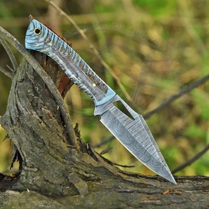 Couteaux d'extérieur fabriqués à la main de haute qualité poignée de cône de pin outil de chasse damas VG10 couteau à lame fixe extérieur en acier avec gaine - Product Image 6