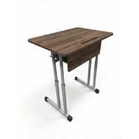Bureau d'étudiant moderne à double bras réglable en hauteur, en mélaminé et structure métallique thermolaquée, idéal pour hôtel, chambre et école - Meilleure vente