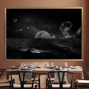 Toile imprimée avec paysage de ciel étoilé - Décoration murale Galaxy Art Cosmos, 1P : encadré or - Product Image 1