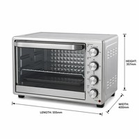 Four à convection électrique à grande capacité de 2000 W et 45 L, homologué CE/CB, four à rôtisserie, fourni par l'usine OEM pour une utilisation hôtelière, domestique et commerciale