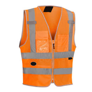 High Visibility Reflective <b>Safety</b> Vest With Zipper And Pockets For Construction And Road Workers - Product Image 5