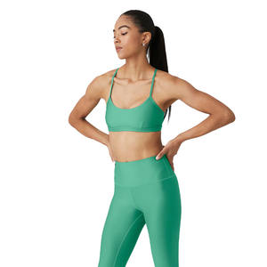 Haute qualité femmes vêtements de Fitness vert de mer Polyester Spandex mélange actif Stretch sport Yoga ensemble à vendre femmes soutien-gorge et Leggings - Product Image 3