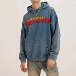Sudadera con Capucha Oversize para Hombre, con Logotipo Personalizado, Estilo Vintage Lavado Ácido, 100% Algodón Pesado, Sin Cordones, Forro Polar, Bordada, para Invierno - Product Image 1