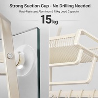 Estante de Baño Moderno de Pared Dos en Uno con Toallero y Cesta de Almacenamiento, Capacidad de 15 kg, Ahorro de Espacio, Color Blanco Leche
