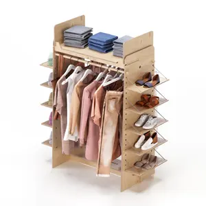 Banc de rangement en bois pour chaussures italiennes, étagères pour bar suspendu, porte-vêtements pour boutique