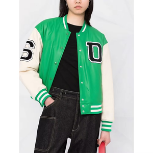 Couverture de qualité supérieure avec bouton couleur unie conception personnalisée vestes en cuir pour femmes veste universitaire à manches longues léger confortable - Product Image 4