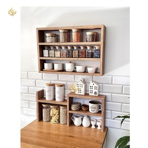 Bamboo <b>Wood</b> Material Large Size Handmade Kitchen <b>Spices</b> Storage <b>Rack</b> and Shelving Hot Selling 3 Tier New Look Kitchen <b>Spice</b> <b>Rack</b> - Product Image 1