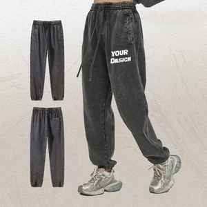 Pantalon et pantalon pour homme unisexe 350G lourd 100% coton décontracté délavé Vintage ceinture élastique jambe droite grande taille - Product Image 1