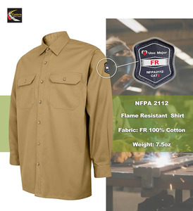 Camisas de trabajo de soldadura para hombres Fr ignífugos soldador ropa 100% algodón Frc resistente al fuego camisas de manga larga occidentales - Product Image 3