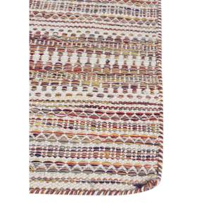 Alfombra Rectangular Abrash Hecha a Mano de Lana y Viscosa con Tejido Plano a Rayas y Parches en Rojo y Naranja para Decoración del Hogar, Modelo ADWV-13058, Lavable - Product Image 4