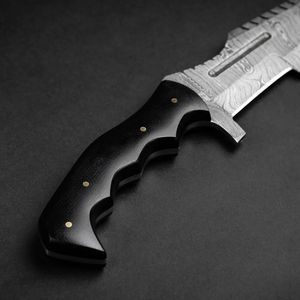 Cuchillo Tanto Kimura Hecho a Mano, Acero de Damasco, Hoja Fija, Mango de Micarta, Funda de Cuero, Grado Industrial OEM para Exteriores - Product Image 3