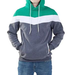 Sweat à capuche d'hiver pour homme de haute qualité, OEM, 100 % coton, coupe classique, tissu épais, blocs de couleur, logo personnalisé, molleton écologique, cordon de serrage - Product Image 5