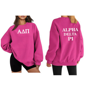 Sudadera de lana para mujer personalizada para invierno/otoño, ropa de calle de moda para viajes, con estampado de letras griegas, Spandex/Material de algodón - Product Image 1