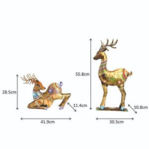 Ensemble de 2 Figurines de Cerf en Fer Léger Décoration de Table en Métal Multicolore - Product Image 3