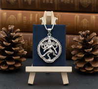 Collier pendentif Shiva Nataraja en argent sterling 925, fait main, bijoux spirituels hindous, plaqué or dansant