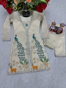 Conception de paon ensemble de cordon de soie scintillante broderie lourde paillettes perle travail Style traditionnel pur tissu dentelle bordure détaillant fête - Product Image 4