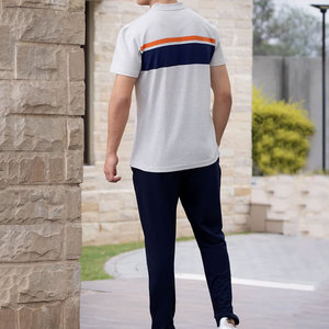 Conjunto de chándal de verano a la moda con cintura elástica y pantalones cónicos Conjunto de chándal de mezcla de algodón suave - Product Image 4