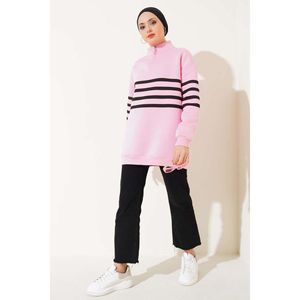 Sweat-shirt à trois fils rose pour femme avec capuche coupe ample en soie Streetwear bouffée impression Logo personnalisé taille XS - Product Image 4