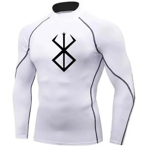 Chemises élégantes pour hommes de haute qualité New Slim Fit Respirant Workout Jogging Wear 3D Printed Full Sleeves Rash Guard - Product Image 4