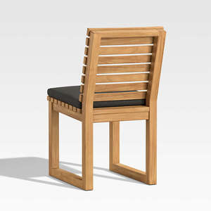 Silla de Comedor Vento de Diseño Moderno en Madera de Teca Sólida con Cojín Negro, Acabado Natural para Uso en Interiores y Exteriores - Product Image 6
