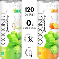 Eau de coco naturelle pure en conserve 200 ml, boisson gazeuse - Échantillon gratuit - Fabrication de boissons gazeuses/Marque privée OEM