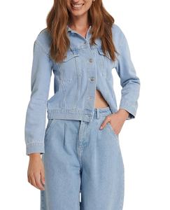 Chaqueta de Mezclilla Casual para Mujer, Última Moda Primavera Otoño, 100% Algodón, Cuello Camisero Delgado, Bordada, Estilo Motociclista 2026 - Product Image 1