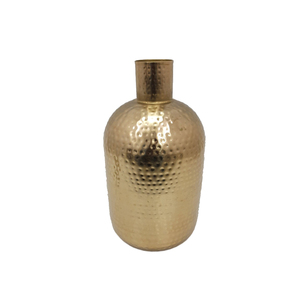 Florero de Metal de diseño martillado, artesanía creativa para el hogar, sala de estar, jarrón de arreglo floral de Color latón puro - Product Image 1