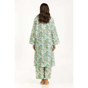 ชุดลำลองสำหรับผู้หญิง IUSTTS-1100 รุ่นสปริง/ซัมเมอร์ ชุดเซ็ต 2 ชิ้น เสื้อและกางเกงขาสั้นผ้าเครปและชีฟอง พิมพ์ลายผ้าลอน - Product Image 5