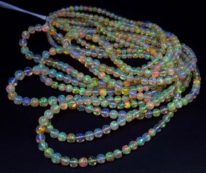 Rainbow Ethiopian Welo Opal Smooth Gemstone Beads 18" Strand 4-6mm Natural Iridescence High Grade Flashy Sphere Loose Gemstones - Product Image 1