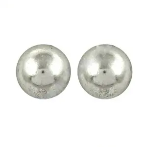 <b>Silver</b> Ball <b>Stud</b> <b>Earrings</b> for Women Trendy Religious Jewelry Zircon Pearl Diamond Moissanite Stones Rhodium Plated Brass - Product Image 1