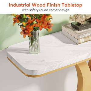 Consolle Moderna Tribesigns da 40 Pollici in Oro, Tavolo Stretto da Ingresso/Foyer da 40 Pollici con Metallo Dorato e Legno per Soggiorno - Product Image 3