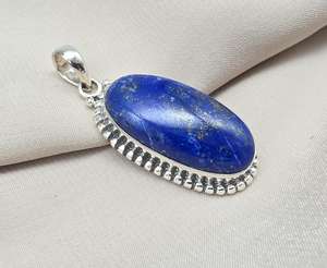 Pendentif Lapis Lazuli en Argent Sterling 925, Pierre de Naissance de Septembre, Bijou Vintage Fait Main, Cadeau pour Femmes et Enfants - Product Image 2