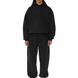 Personnalisable 380g coton hommes sweat à capuche surdimensionné luxe recadrée capuche poids lourd Streetwear sweats hiver plaine teint imprimé - Product Image 5