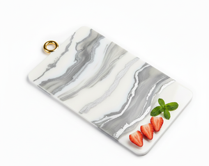 Planche à découper en résine de marbre de luxe, fabriquée à la main, en résine de marbre naturelle, planche de préparation alimentaire pour la cuisine, poignée, écologique, compatible lave-vaisselle - Product Image 6