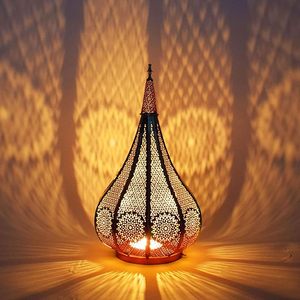 Decorative Vintage Floor and Hanging Metal Gold <b>Moroccan</b> Candle Lantern For Ramadan Home Wedding <b>Decor</b> - Product Image 2