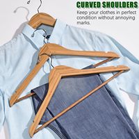 Accueil Cintres en bois de bambou Cintres de costume en bambou naturel avec barre de pantalon, cintres à vêtements