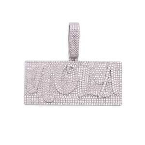 Colgante de moissanita y diamante de corte redondo estilo Hip Hop de Plata de Ley 925 personalizado diseño de letras colgantes chapados en oro - Product Image 1