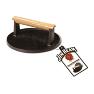 Presse à hamburgers en fonte Jim Beam avec poignée en bois durable pour les outils de cuisson BBQ en plein air - Product Image 1