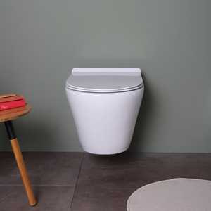 Toilette suspendue sans bride en céramique Bernard – Articles de salle de bain et sanitaires - Product Image 3