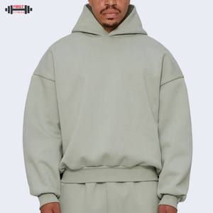Coupe régulière unisexe en vrac Streetwear noir de haute qualité 100% coton polaire lourd blanc recadrée hiver sweat à capuche hommes 300 grammes - Product Image 1