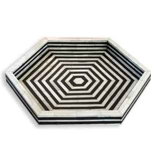 Bandeja de madera Natural personalizada de alta calidad, fregona Floral con incrustaciones de hueso, bandeja para servir de resina hecha a mano, estilo indio inspirado en el hogar - Product Image 1