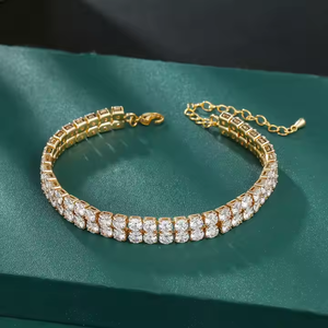 Pulsera de tenis de diamante de moissanita de corte redondo de 7 pulgadas, oro de 10K/plata, estilo de lujo Universal para cualquier ocasión, joyería de moda - Product Image 1