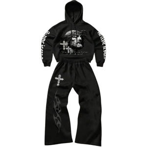 Chándales de moda al por mayor logotipo impreso de cara personalizado para ropa de calle de hombre chándal de alta exigencia para invierno transpirable personalizado - Product Image 1